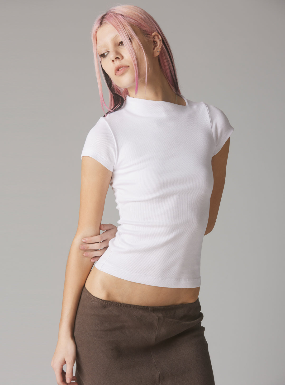 Rib Asymmetrical Cap Sleeve